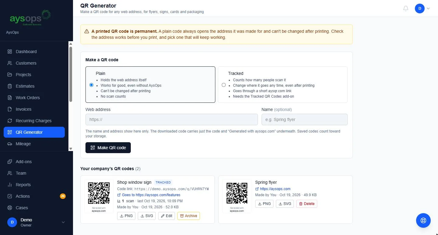 Choose a plain code or a tracked one that counts scans