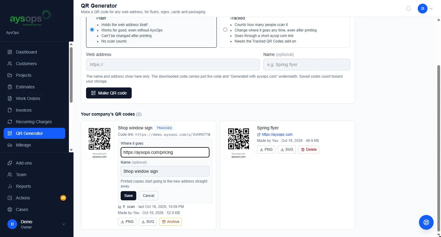 Change where a tracked code goes, even after it is printed