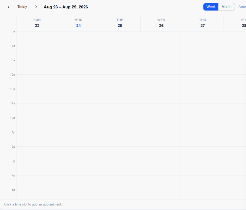 The AysOps work calendar in week view